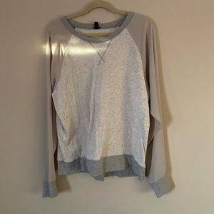 Adorable women’s sweatshirt top with sheer sleeves from J Crew